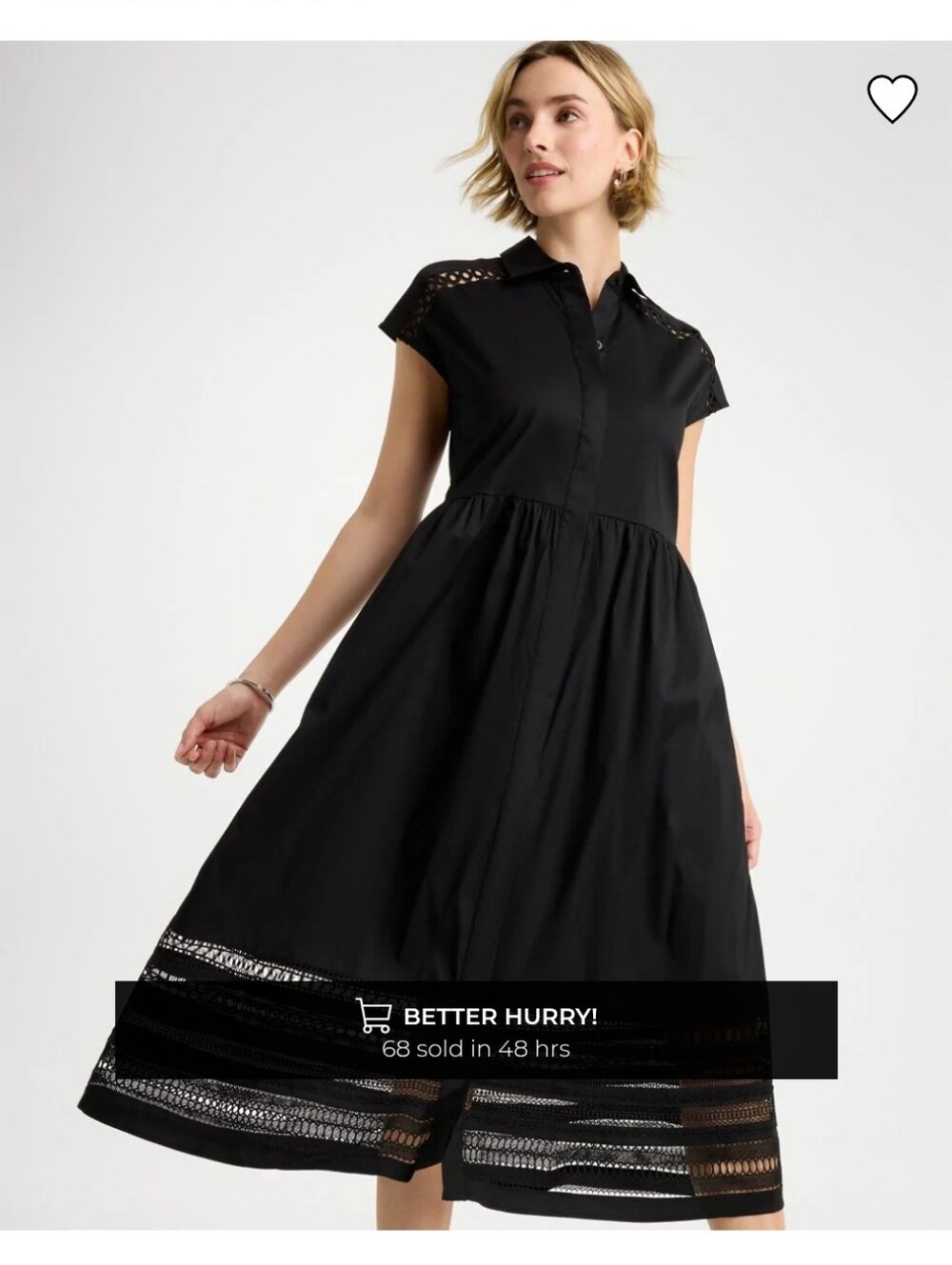 Chico's Lace Trim Midi Shirtdress- 2 (12/14-L) - Picture 3 of 11